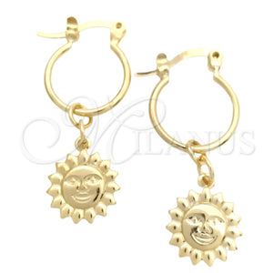 Gold Filled Hoop Earrings — Small Hoop Sun Design Polished 02.58. — main product view — SKU 145599 | Oro Laminado aretes de aro — Small Hoop Sun diseño pulido 02.58. — SKU 145599