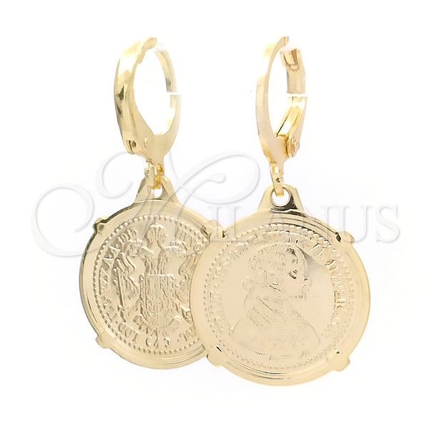 Gold Filled Hoop Earrings — Small Hoop Coin Design Polished 02.58. — main product view — SKU 145601 | Oro Laminado aretes de aro — Small Hoop Coin diseño pulido 02.58. — SKU 145601