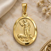Oro Laminado Religious Pendant, Gold Filled Style San Lazaro Design, Polished, Golden Finish, 05.58.0003