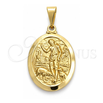 Oro Laminado Religious Pendant, Gold Filled Style San Lazaro Design, Polished, Golden Finish, 05.58.0004