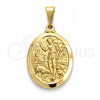 Oro Laminado Religious Pendant, Gold Filled Style San Lazaro Design, Polished, Golden Finish, 05.58.0004
