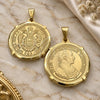 Oro Laminado Religious Pendant, Gold Filled Style Coin Design, Polished, Golden Finish, 05.58.0007.25