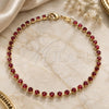 Oro Laminado Tennis Bracelet, Gold Filled Style with Garnet Cubic Zirconia, Polished, Golden Finish, 03.58.0065.4.07 (02 MM Thickness, 7 Inches Length)