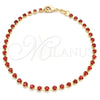 Oro Laminado Tennis Bracelet, Gold Filled Style with Garnet Cubic Zirconia, Polished, Golden Finish, 03.58.0065.4.07 (02 MM Thickness, 7 Inches Length)