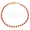 Oro Laminado Tennis Bracelet, Gold Filled Style with Garnet Cubic Zirconia, Polished, Golden Finish, 03.58.0065.4.07 (02 MM Thickness, 7 Inches Length)