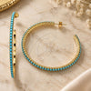Oro Laminado Stud Earring, Gold Filled Style with Turquoise Crystal, Polished, Golden Finish, 02.122.0118.2.55