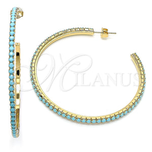 Oro Laminado Stud Earring, Gold Filled Style with Turquoise Crystal, Polished, Golden Finish, 02.122.0118.2.55