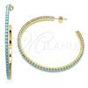 Oro Laminado Stud Earring, Gold Filled Style with Turquoise Crystal, Polished, Golden Finish, 02.122.0118.2.55