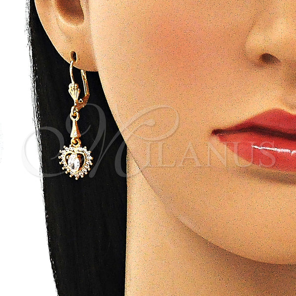 Gold Filled Ring — Long Earring Heart Design with White Cubic Zirconia — alternate product view — SKU 145624 | Oro Laminado anillo — Long Earring corazón diseño with blanco Cubic Zirconia — SKU 145624