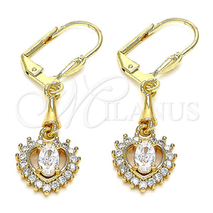 Gold Filled Ring — Long Earring Heart Design with White Cubic Zirconia — main product view — SKU 145624 | Oro Laminado anillo — Long Earring corazón diseño with blanco Cubic Zirconia — SKU 145624