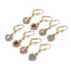 Oro Laminado Long Earring, Gold Filled Style Heart Design, with White Cubic Zirconia, Polished, Golden Finish, 02.213.0336