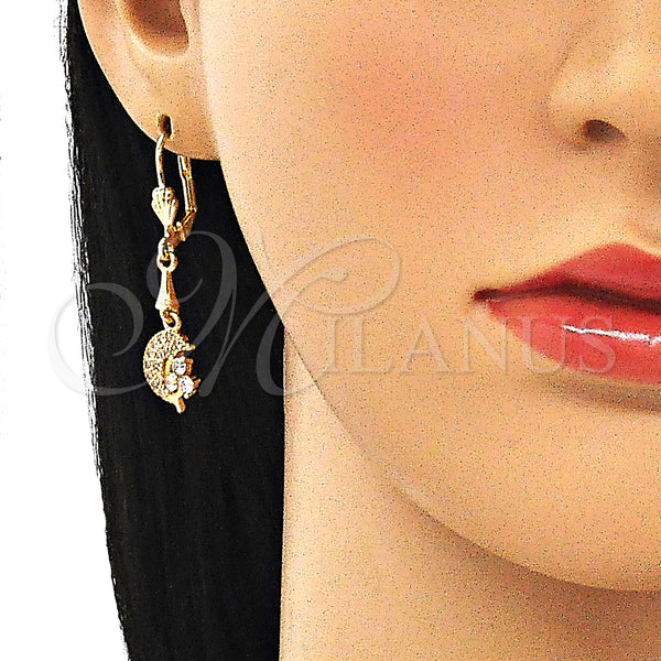 Gold Filled Ring — Long Earring Dolphin Design with White Cubic Zirconia — alternate product view — SKU 145638 | Oro Laminado anillo — Long Earring Dolphin diseño with blanco Cubic Zirconia — SKU 145638