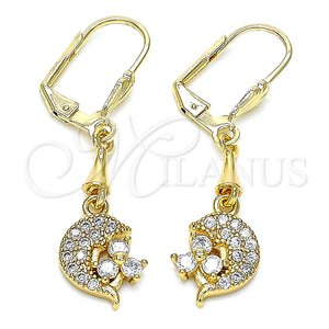 Gold Filled Ring — Long Earring Dolphin Design with White Cubic Zirconia — main product view — SKU 145638 | Oro Laminado anillo — Long Earring Dolphin diseño with blanco Cubic Zirconia — SKU 145638