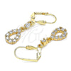 Oro Laminado Long Earring, Gold Filled Style Teardrop Design, with White Cubic Zirconia, Polished, Golden Finish, 02.213.0347