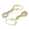 Oro Laminado Long Earring, Gold Filled Style Teardrop Design, with White Cubic Zirconia, Polished, Golden Finish, 02.213.0347