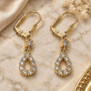 Oro Laminado Long Earring, Gold Filled Style Teardrop Design, with White Cubic Zirconia, Polished, Golden Finish, 02.213.0347