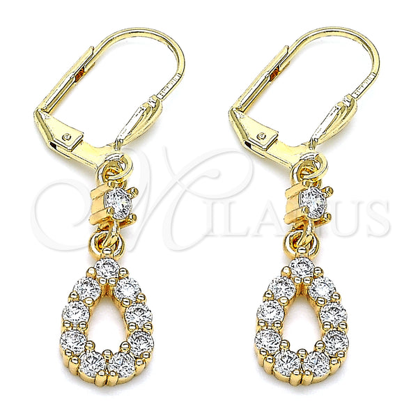 Gold Filled Ring — Long Earring Teardrop Design with White Cubic Zirconia — main product view — SKU 145639 | Oro Laminado anillo — Long Earring Teardrop diseño with blanco Cubic Zirconia — SKU 145639
