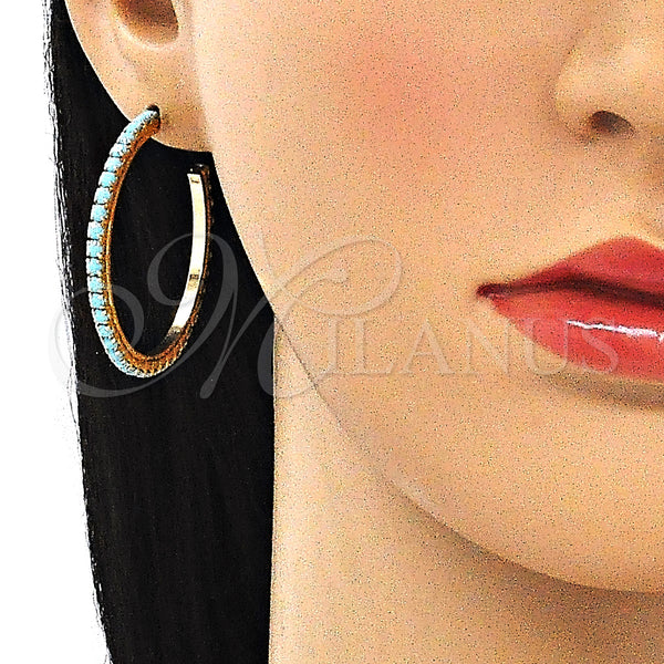 Gold Filled Ring — Stud Earring with Turquoise Crystal Polished 02. — alternate product view — SKU 145642 | Oro Laminado anillo — Stud Earring with Turquoise cristal pulido 02. — SKU 145642