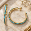 Oro Laminado Stud Earring, Gold Filled Style with Turquoise Crystal, Polished, Golden Finish, 02.122.0118.2.35
