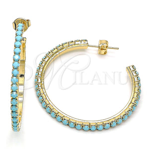 Gold Filled Ring — Stud Earring with Turquoise Crystal Polished 02. — main product view — SKU 145642 | Oro Laminado anillo — Stud Earring with Turquoise cristal pulido 02. — SKU 145642