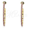 Oro Laminado Stud Earring, Gold Filled Style with Pink Crystal, Polished, Golden Finish, 02.122.0118.3.35