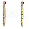 Oro Laminado Stud Earring, Gold Filled Style with Pink Crystal, Polished, Golden Finish, 02.122.0118.3.35