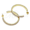 Oro Laminado Stud Earring, Gold Filled Style with Pink Crystal, Polished, Golden Finish, 02.122.0118.3.35