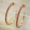 Oro Laminado Stud Earring, Gold Filled Style with Pink Crystal, Polished, Golden Finish, 02.122.0118.3.35
