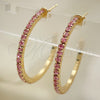 Oro Laminado Stud Earring, Gold Filled Style with Pink Crystal, Polished, Golden Finish, 02.122.0118.3.35