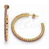 Oro Laminado Stud Earring, Gold Filled Style with Pink Crystal, Polished, Golden Finish, 02.122.0118.3.35