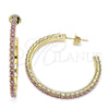 Oro Laminado Stud Earring, Gold Filled Style with Pink Crystal, Polished, Golden Finish, 02.122.0118.3.35