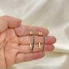 Oro Laminado Stud Earring, Gold Filled Style with Black Crystal, Polished, Golden Finish, 02.122.0118.4.35