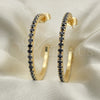 Oro Laminado Stud Earring, Gold Filled Style with Black Crystal, Polished, Golden Finish, 02.122.0118.4.35