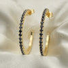 Oro Laminado Stud Earring, Gold Filled Style with Black Crystal, Polished, Golden Finish, 02.122.0118.4.35