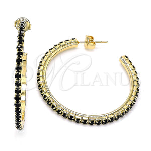Gold Filled Ring — Stud Earring with Black Crystal Polished 02. — main product view — SKU 145644 | Oro Laminado anillo — Stud Earring with negro cristal pulido 02. — SKU 145644