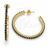 Oro Laminado Stud Earring, Gold Filled Style with Black Crystal, Polished, Golden Finish, 02.122.0118.4.35