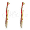 Oro Laminado Stud Earring, Gold Filled Style with Garnet Crystal, Polished, Golden Finish, 02.122.0118.1.55