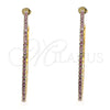 Oro Laminado Stud Earring, Gold Filled Style with Pink Crystal, Polished, Golden Finish, 02.122.0118.3.55