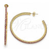 Oro Laminado Stud Earring, Gold Filled Style with Pink Crystal, Polished, Golden Finish, 02.122.0118.3.55