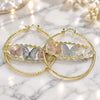 Oro Laminado Large Hoop, Gold Filled Style Butterfly Design, Diamond Cutting Finish, Tricolor, 02.380.0092.50