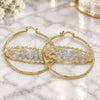 Oro Laminado Large Hoop, Gold Filled Style Elephant and Flower Design, Diamond Cutting Finish, Tricolor, 02.380.0094.50