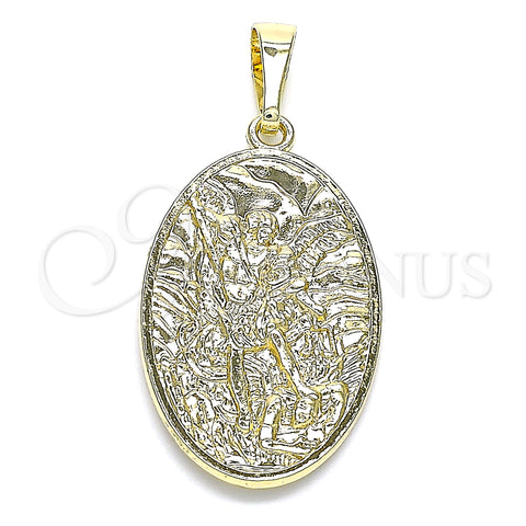Oro Laminado Religious Pendant, Gold Filled Style Angel Design, Polished, Golden Finish, 05.380.0154