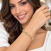 Oro Laminado Fancy Bracelet, Gold Filled Style Puff Mariner Design, with White Micro Pave, Polished, Golden Finish, 03.283.0033.08 (07 MM Thickness, 8 Inches Length)