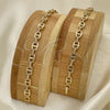 Oro Laminado Fancy Bracelet, Gold Filled Style Puff Mariner Design, with White Micro Pave, Polished, Golden Finish, 03.283.0033.08 (07 MM Thickness, 8 Inches Length)