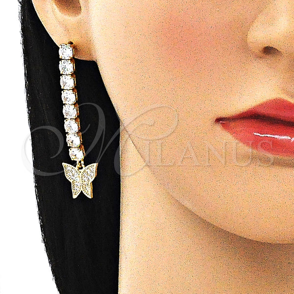 Gold Filled Ring — Long Earring Butterfly Design with White Cubic Zirconia — alternate product view — SKU 145683 | Oro Laminado anillo — Long Earring Butterfly diseño with blanco Cubic Zirconia — SKU 145683