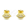Gold Filled Ring — Stud Earring Lips Design with White Micro Pave — alternate product view — SKU 145692 | Oro Laminado anillo — Stud Earring Lips diseño with blanco Micro Pave — SKU 145692