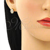 Oro Laminado Stud Earring, Gold Filled Style Hand of God Design, with White Micro Pave, Polished, Golden Finish, 02.344.0111