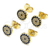 Gold Filled Ring — Stud Earring with Black and White Micro Pave — alternate product view — SKU 145701 | Oro Laminado anillo — Stud Earring with negro and blanco Micro Pave — SKU 145701
