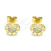 Gold Filled Ring — Stud Earring Heart Design with White Micro Pave — alternate product view — SKU 145705 | Oro Laminado anillo — Stud Earring corazón diseño with blanco Micro Pave — SKU 145705