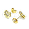 Oro Laminado Stud Earring, Gold Filled Style Heart Design, with White Micro Pave, Polished, Golden Finish, 02.344.0118
